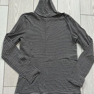 J. Crew Women's Medium Black and White Striped Turtle Neck Polo neck 100% cotton